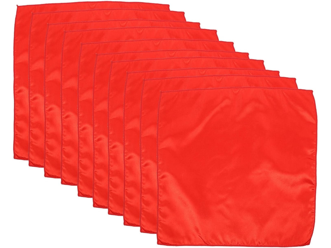 Conjunto De 10 Guardanapos Quadrados Vermelhos De Poliéster, Em Tecido Elegante E Luxuoso.