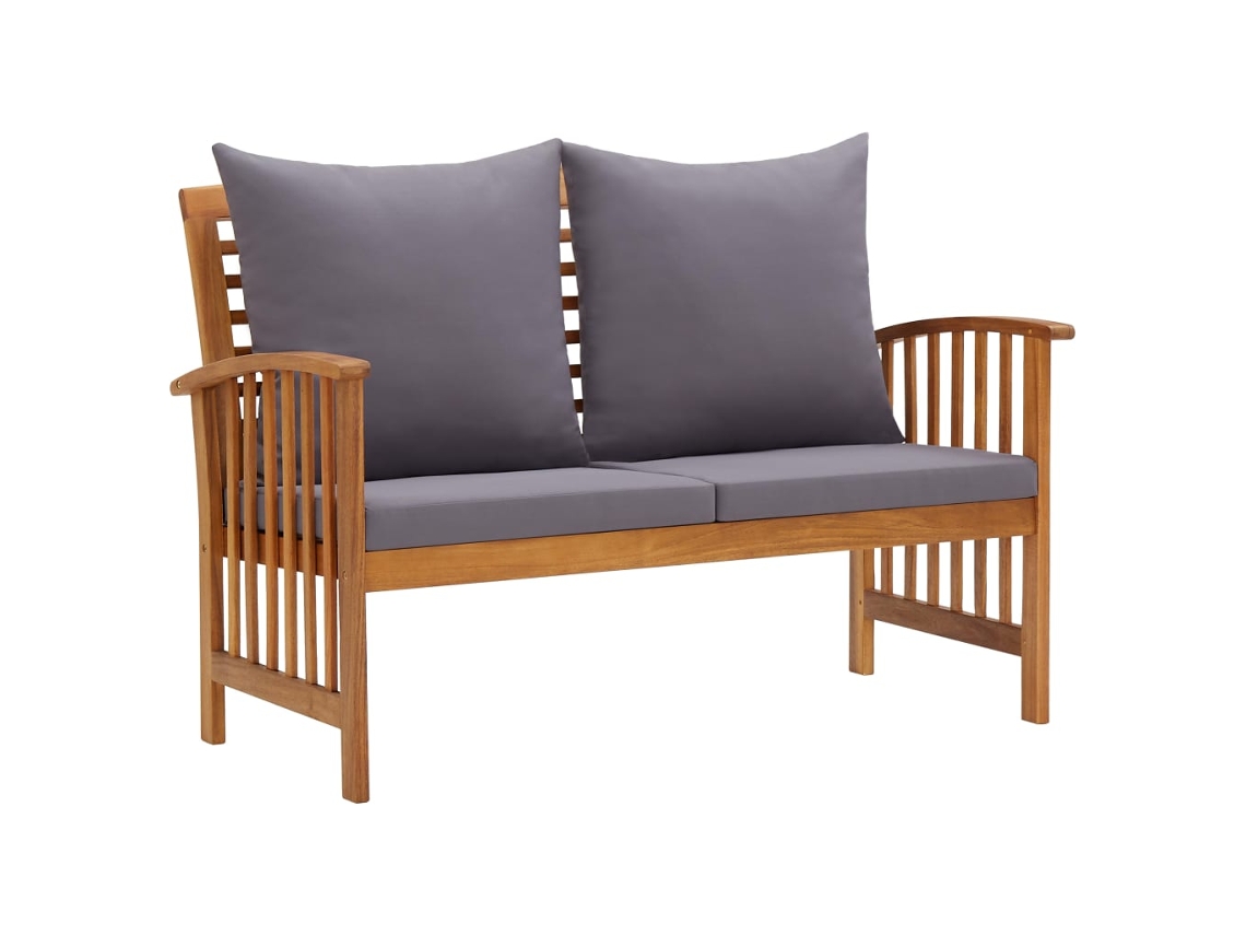Vidaxl Banco De Jardim C/ Almofadões 119 Cm Madeira De Acácia Maciça