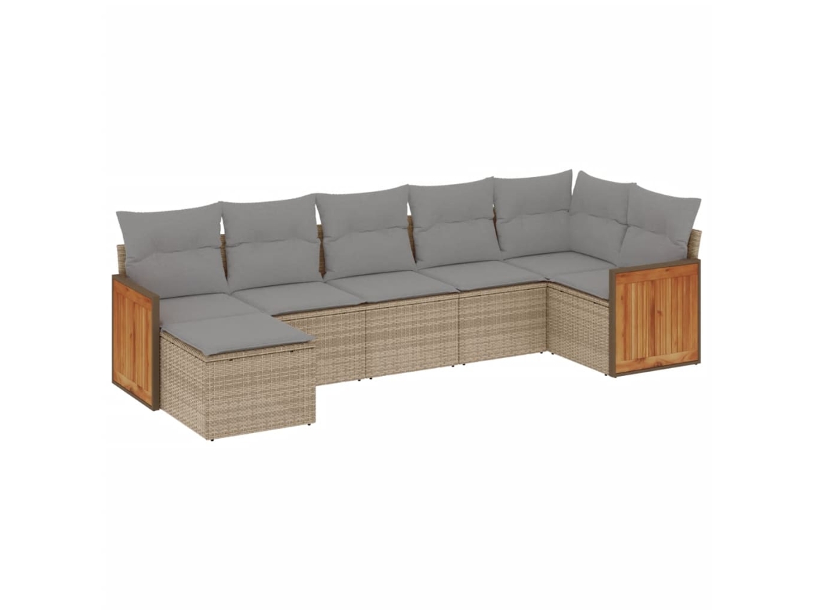 Maison Exclusive - 7 Pcs Conjunto De Sofás P/ Jardim Com Almofadões Vime Pe Bege