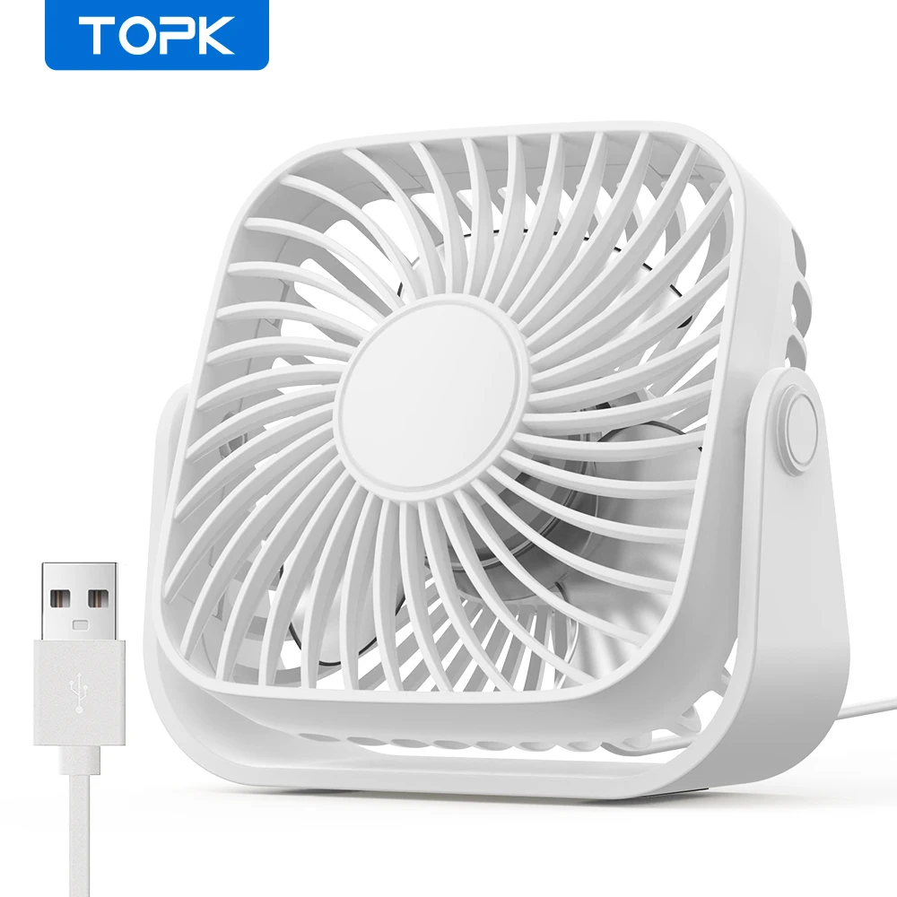 (branco) Mini Ventilador Portátil Usb Silencioso De 4 Polegadas Com Três Configurações De Velocidade