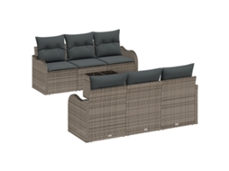 Conjunto 7 Sofá De Jardim Vidaxl Cinzento Vime Pe (176 X 62 X 85 Cm)