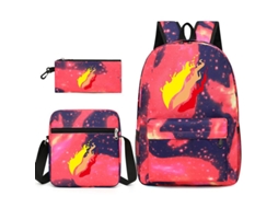 Conjunto Mochila Escolar 3 Peças, Estilo Gamer, Aulas, Bolsa Ombro, Inclui Estojo