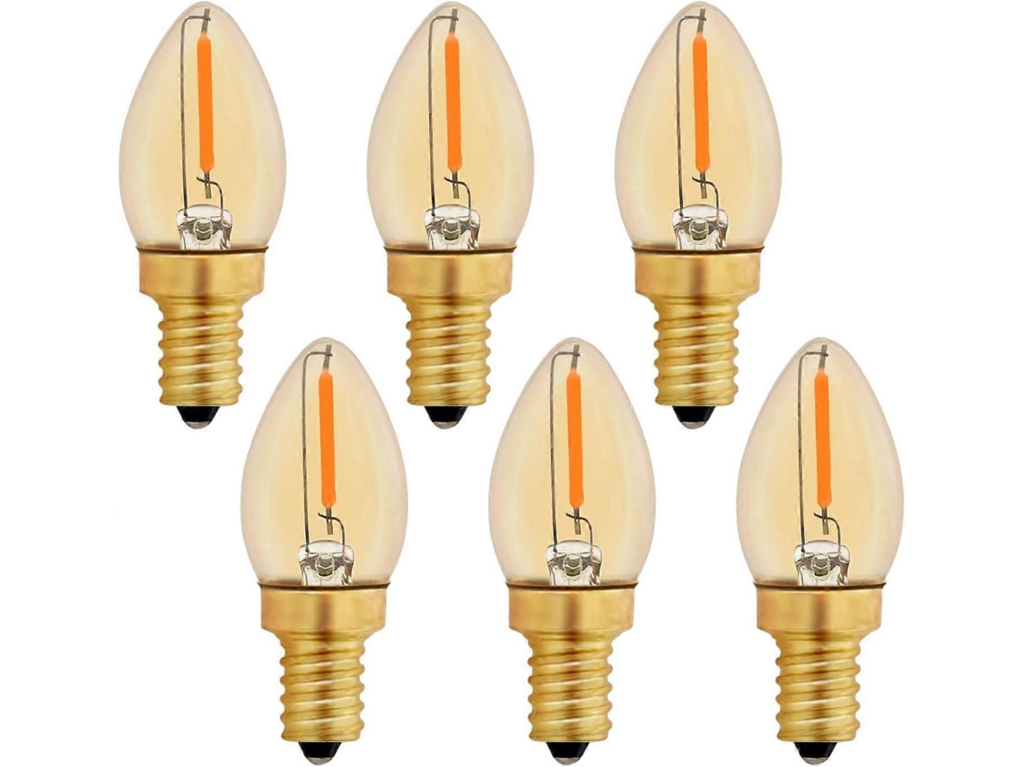 Rebe lâmpada Led C7 E12 220v 0.5w Substituição 5w Quente 2200k Não Regulável Decorativa 50lm Pacote de 6