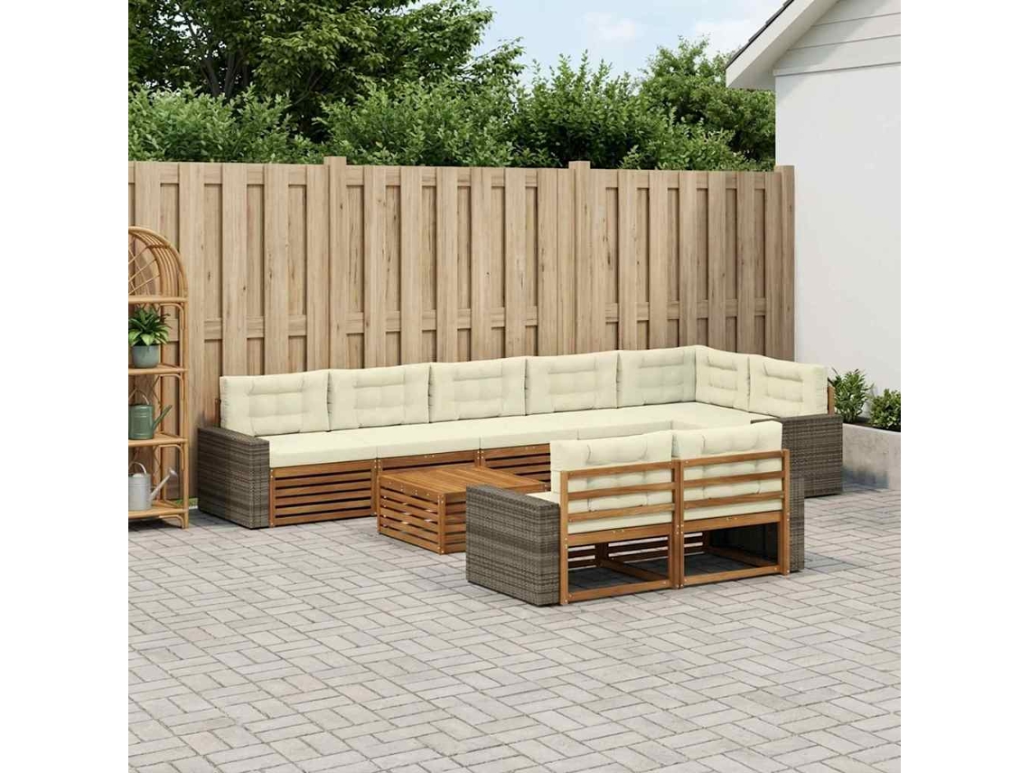 Vidaxl Conjunto De Sofás Para Exterior Com Almofada 9 Pcs