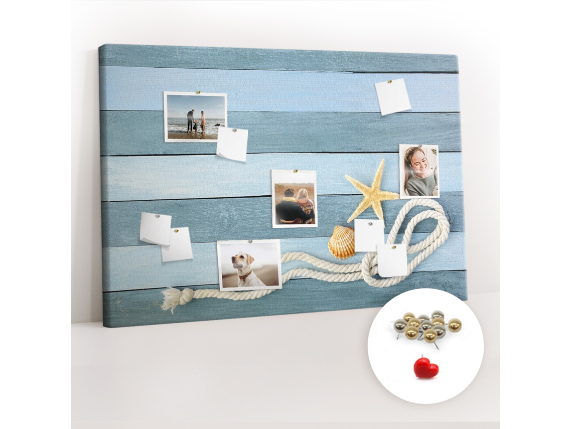 Painel De Cortiça Para Parede Tábuas, Listras E Concha Para A Sala De Estar Espelharte (120x80 Cm)