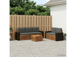Vidaxl Conjunto De Sofás Para Exterior 6 Unid. Natural E Antracite