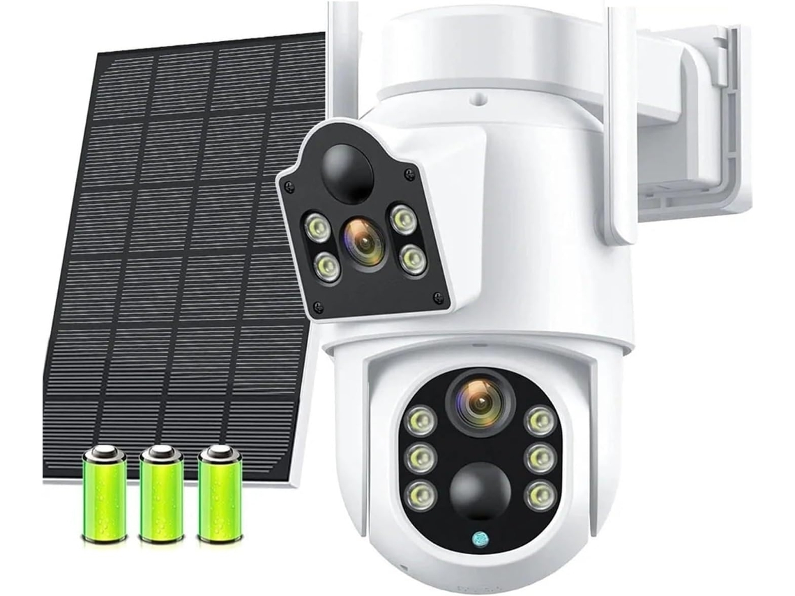 Câmera Solar Wifi de 4mp, Lente Dupla, Tela, Visão Noturna, Painel SFUSHOS