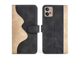 Capa De Couro Com Costura Horizontal Para Motorola Moto G32