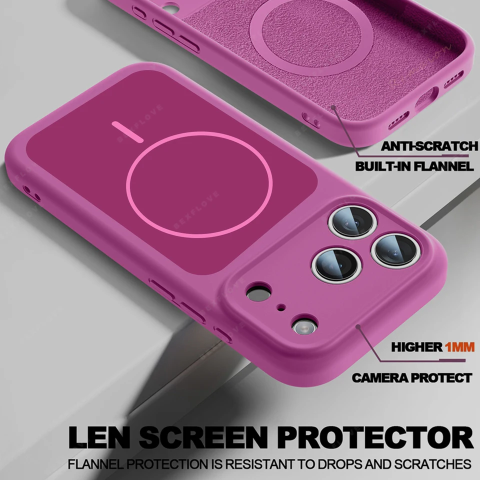 Capa Magnética Magsafe De Silicone Líquido (iphone 15, Rosa), Adequada Para Iphone, Capa Macia À Prova De Choque.