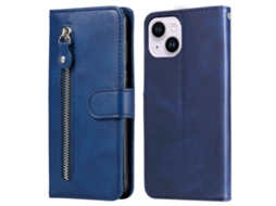 Capa Textura Gémeo Para Iphone 15 Plus Pele Sintética Anti-riscos Azul