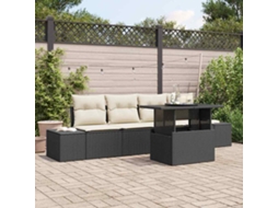 Vidaxl Conjunto De Sofá De Jardim 5 Unid. Preto E Creme