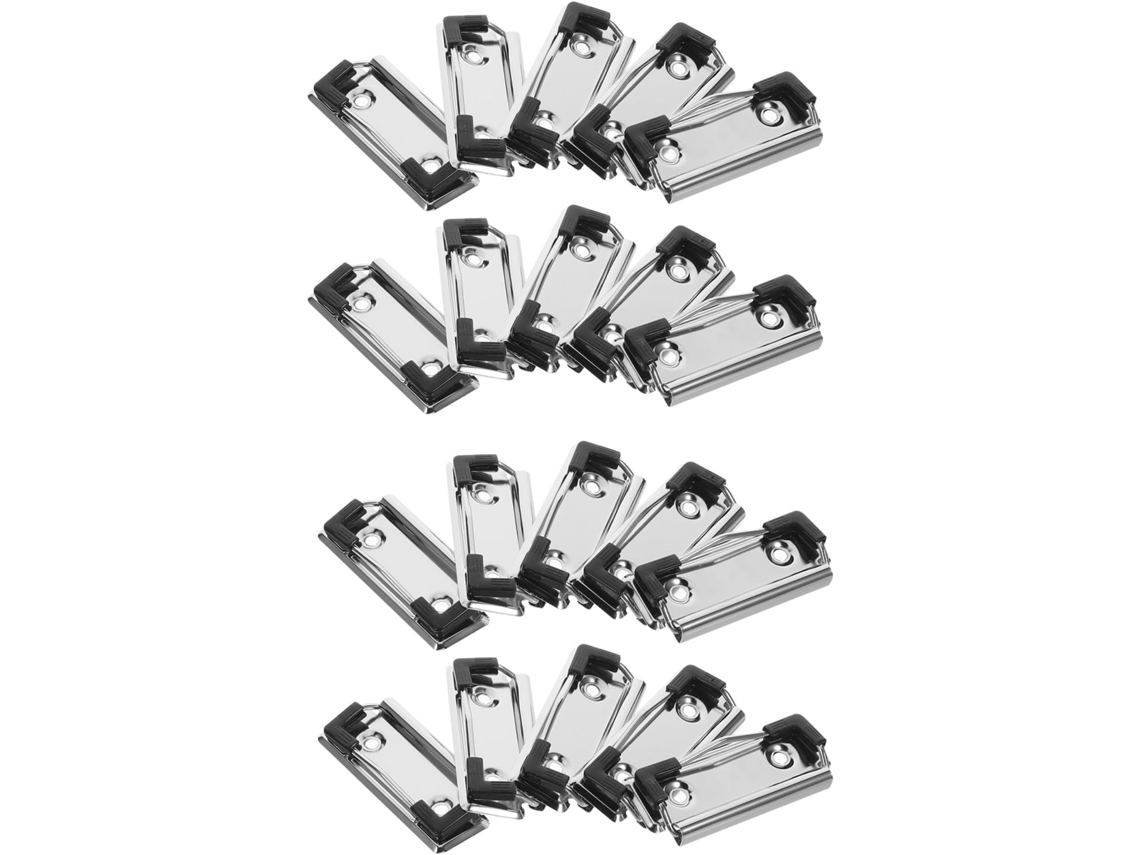 Conjunto de 30 Clips Metal Prateado Amosfun, Ferro Resistentes com Proteção Antiderrapante, para Organizar Doc