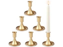Os Castiçais Cônicos De Metal Banhado A Ouro (conjunto De 6 Peças) São Ideais Para Casamentos E Decoração De Mesas.