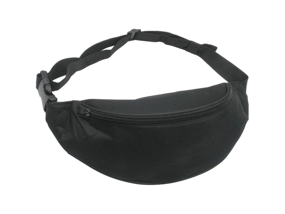 Bolsa Cintura Unissex Para Mulheres E Homens, Estilo Esportivo Com 2 Zíperes E Cinto Ajustável Negro