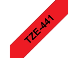 Fita Laminada Compatível Brother Tze441 Texto Preto / Fundo Vermelho 18Mm X 8M