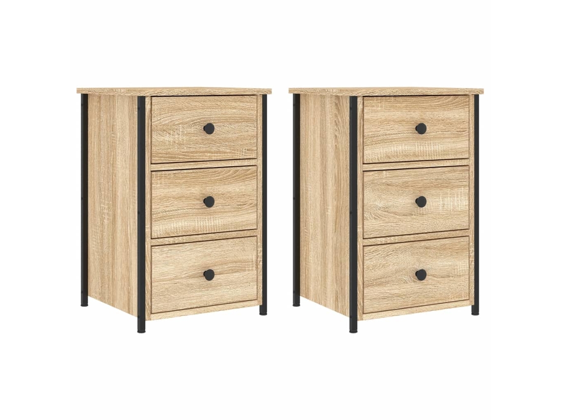 Bedside Cabinet, Bedside Cabinets Vidaxl Marrom Madeira Processada (n/a)