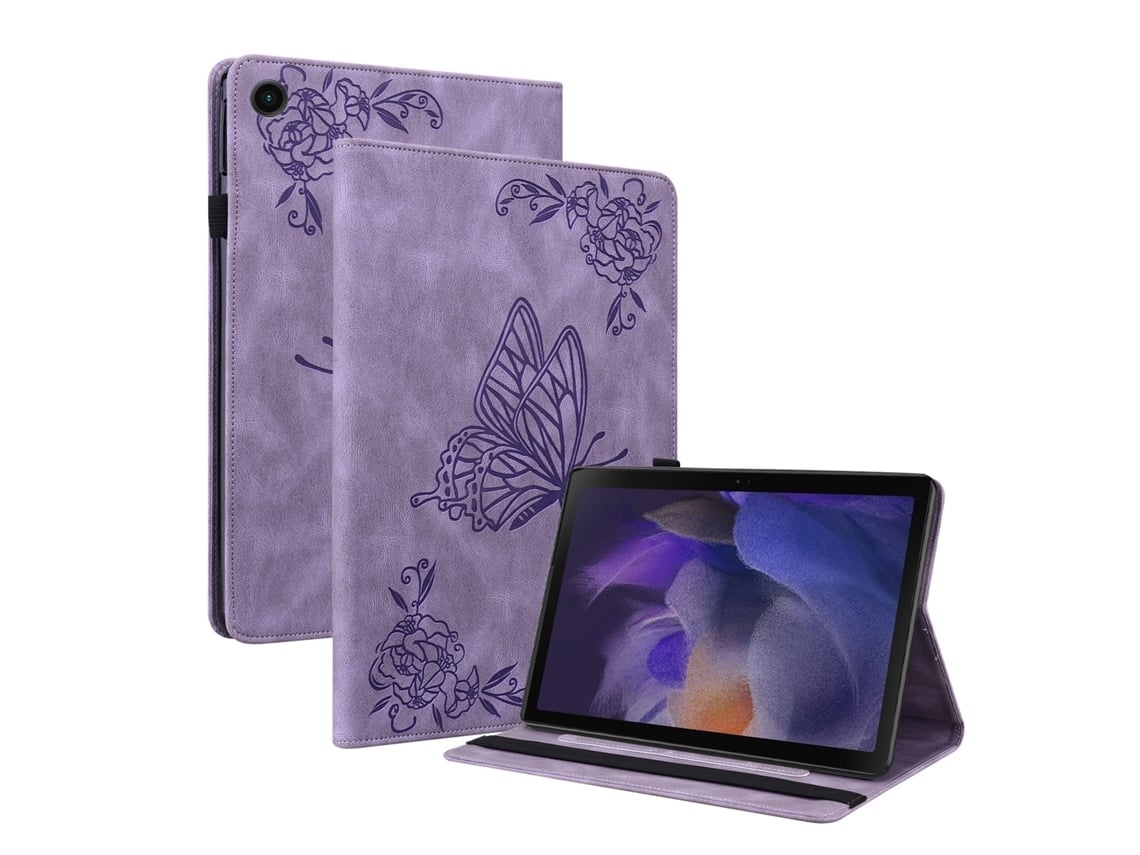Capa Para Tablet Lurelia, Para Tab S9 11 Porta Cartão Borboleta Em Relevo Fosco Retrô, Roxo, Dobrável Com Suporte
