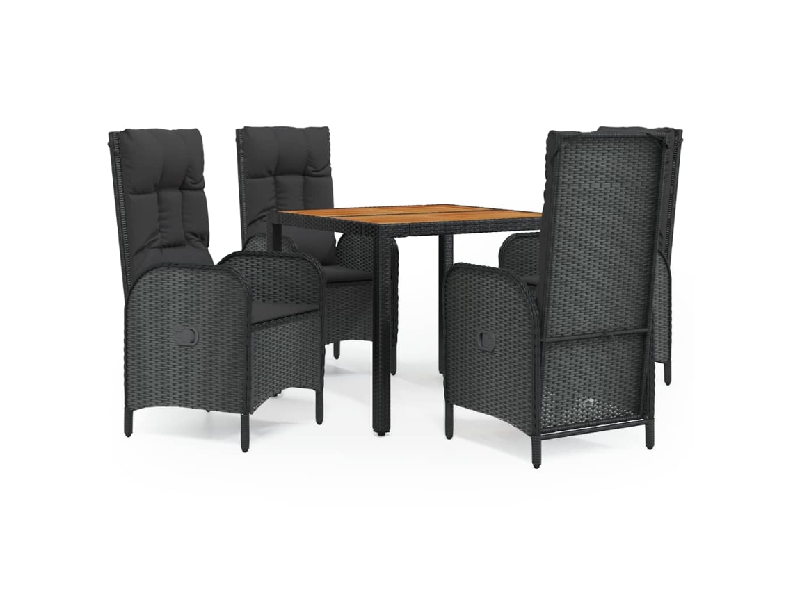 Garden Dining Set, Garden Dining Sets Vidaxl Preto Rattan / Vime (mesa Com 90 Cm De Comprimento)