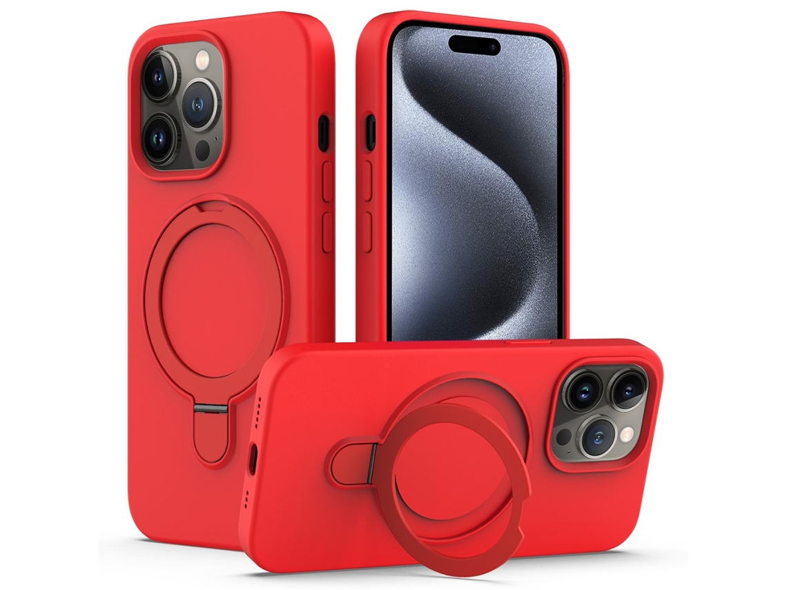 Suporte Casa Magsafe Para Iphone 15 Pro Max Silicone Vermelho