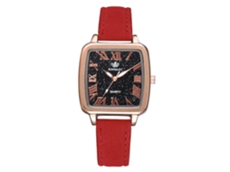 Relógio de Pulso Analógico de Quartzo com Pulseira Pu Ajustável Estilo Elegante Casual (vermelho)