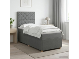 Vidaxl Cama Box Spring Com Colchão Cinzento-escuro 80 X 200 Cm Tecido