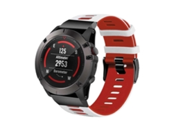 Bracelete Pioneer Para Garmin Fenix 7 Solar Edition Branco E Vermelho Facpoet