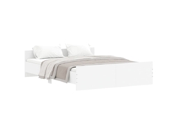 Bed Frame, Bed Frames Vidaxl Branco Madeira Processada (160 X 200 Cm)