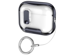 Capa protetora transparente revestida com vidro com acabamento eletrogalvanizado, trava invisível e clipe de anel de metal para AirPods Pro 3. GIECY