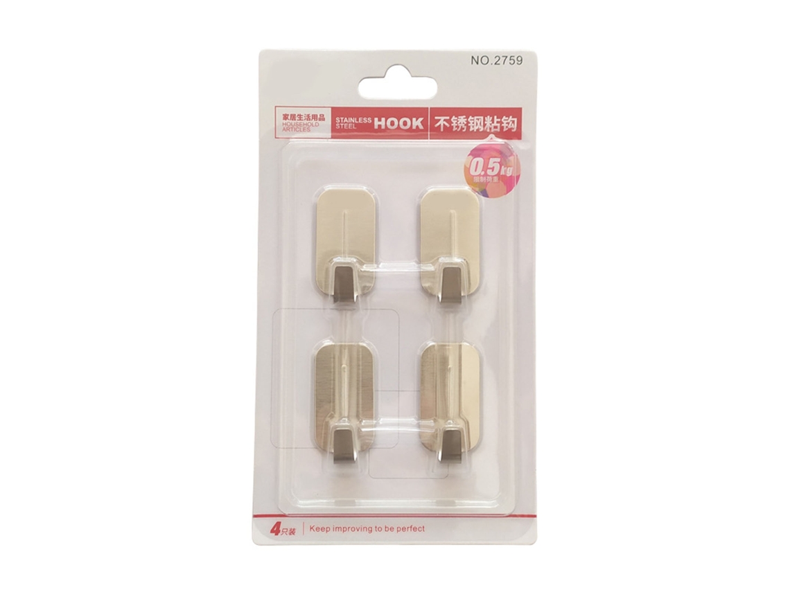 Gancho Parede Sem Buracos Aço Inoxidável Multifuncional 4pcs