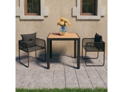 Vidaxl 3 Pcs Conjunto De Jantar P/ Jardim Vime De Pvc Preto E Castanho