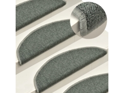 Vidaxl Tapetes De Escada 15 Peças 56x17x3 Cm Verde Escuro Semicircular