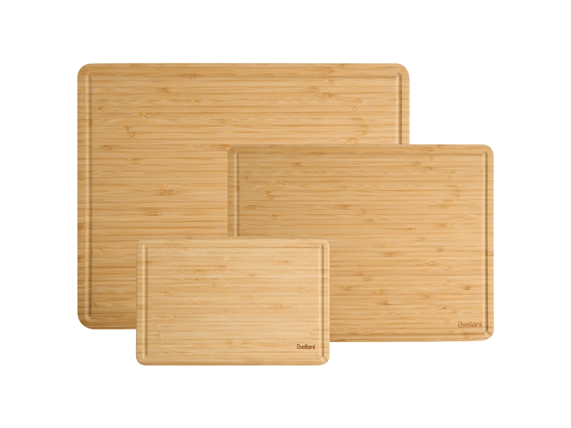 Conjunto De 3 Tábuas De Corte Fouace Bambu Castanho Claro