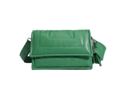 Bolsa de Mão com Aba e Reboco de Pluma Pu Macia Grande Capacidade Versátil Verde