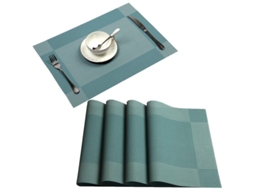 2026 alfombrillas de Mesa Antideslizantes de Vinilo Tejido Azul Lavables Aislantes Set de 4