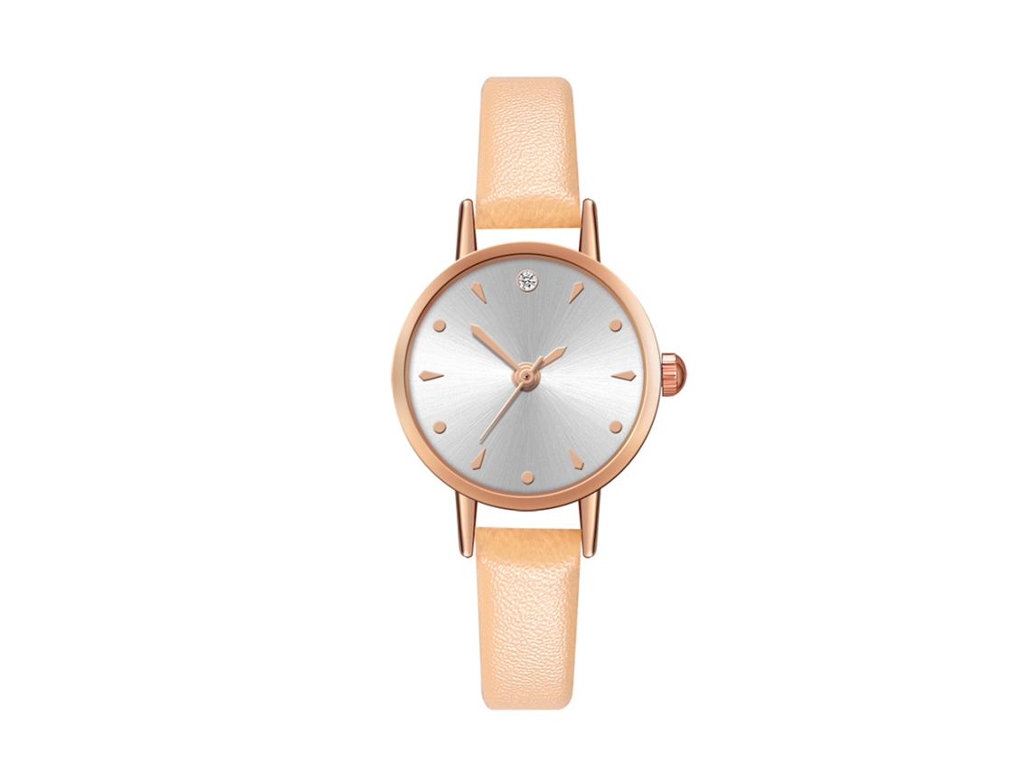 Relógio de Pulso Casal de Quartzo com Pulseira Pu Estilo Simples e Elegante Branco Bege