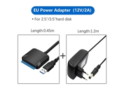 Adaptador Sata Para Usb 3.0 Com Fonte, Conexão Para Hd E Ssd 2.5/3.5 Polegadas