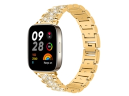 Bracelete para Redmi Watch 3 XIAOMOYU em Aço Inoxidável com Joias de Diamante Dourada (20mm)