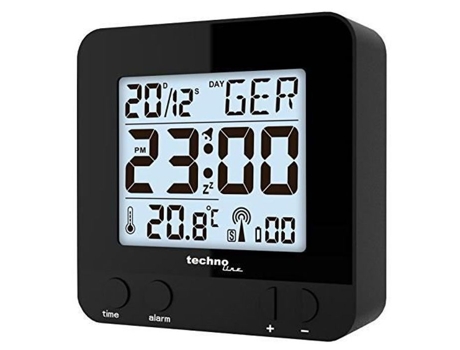 Technoline Wt 235 Despertador Rádio Controlado Com Sensor Táctil, Plástico, 8 X 2,5 X 8 Cm, Plástico, Preto, 8 Wt 235 Preto Techno Line