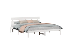 Vidaxl Estrutura Da Cama Branco 200 X 200 Cm Madeira De Pinho Maciça