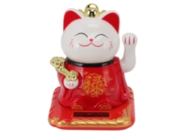 Ornamento De Gato Chinês Luz Indução Mão Mexendo Vermelho