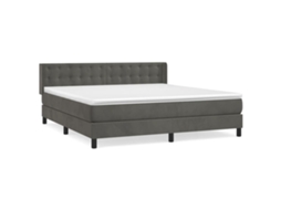Cama com Molas e Colchão Veludo Cinzento Escuro MAISON EXCLUSIVE (160x200 cm)