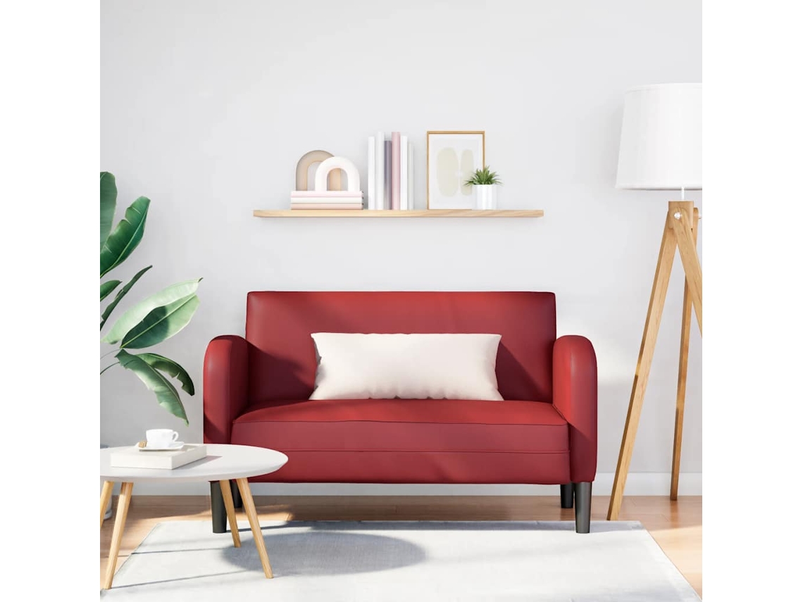 Vidaxl Sofá-luvas 110 Cm Couro Artificial Vermelho Tinto