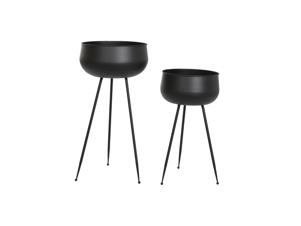 Conjunto de vasos DKD HOME DECOR 34 x 34 x 70 cm Preto Metal