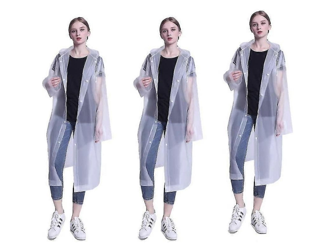 Capa De Chuva Transparente Reutilizável Eva Para Adultos - Impermeável, Portátil E Estilosa Para Hiking, Festivais E Camping