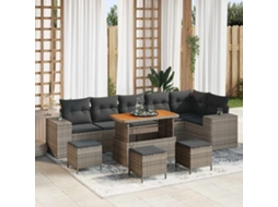 Vidaxl Conjunto De Sofá De Jardim 10 Unid. Cinzeto Vime Pe