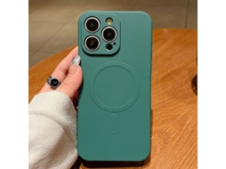 Capa Magsafe Para Iphone 14 Pro Max - Silicone Líquido Com Cor Sólida | Magnética - Verde Escuro