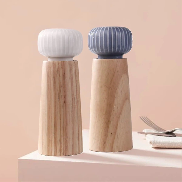 Conjunto De Moedores Sal E Pimenta, Moedor De Especiarias Em Madeira E Cerâmica Com Ajuste Moagem, 17, 5 Cm