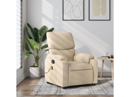 Vidaxl Poltrona De Massagem Reclinável Em Tecido Creme