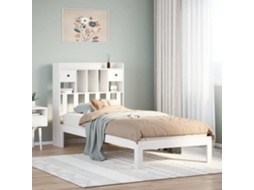 Vidaxl Cama Com Estante Sem Colchão 75x190 Cm Pinho Maciço Branco