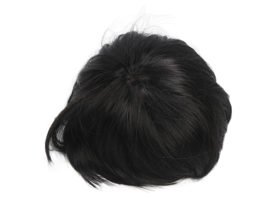 Peluca De Reemplazo Para Hombre Con Flequillo Corto Recto Negro